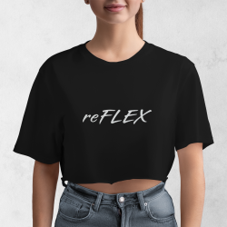 Dámsky croptop ReFLEX čierny s reflexnou potlačou