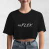 Dámsky croptop ReFLEX čierny s reflexnou potlačou