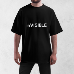 Tričko inVISIBLE oversize s reflexnou potlačou – čierne, antracit