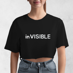 Dámsky crop top inVISIBLE s reflexnou potlačou – čierny