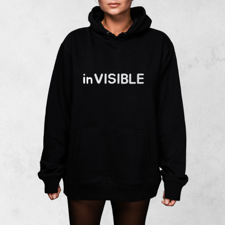 Unisex mikina inVISIBLE s reflexnou potlačou – čierna