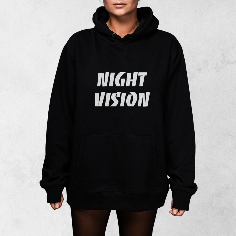 Unisex mikina NIGHT VISION s reflexnou potlačou – čierna Unisex mikina NIGHT VISION s reflexnou potlačou – čierna