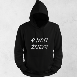 Unisex mikina V NOCI ŽIJEM – čierna s reflexnou potlačou