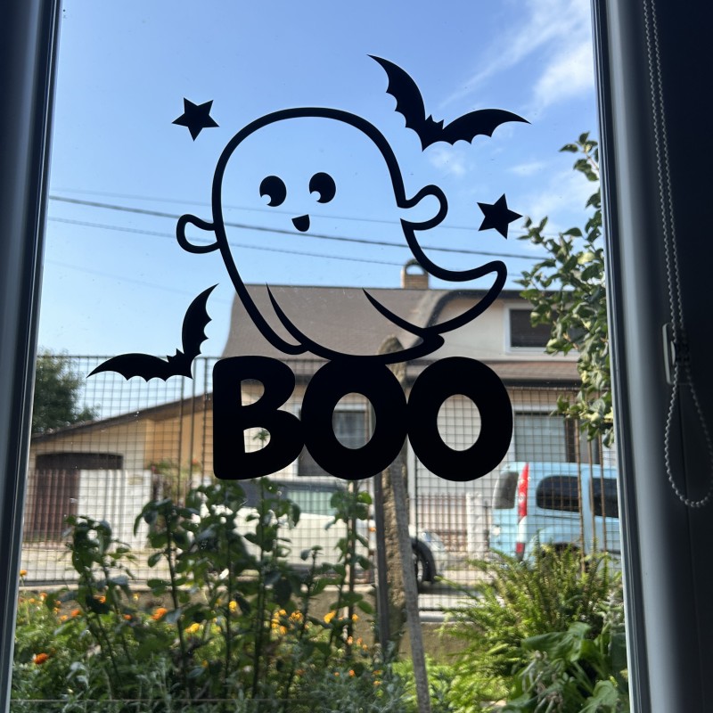 Halloweensky duch "Boo" - Nálepka na okno